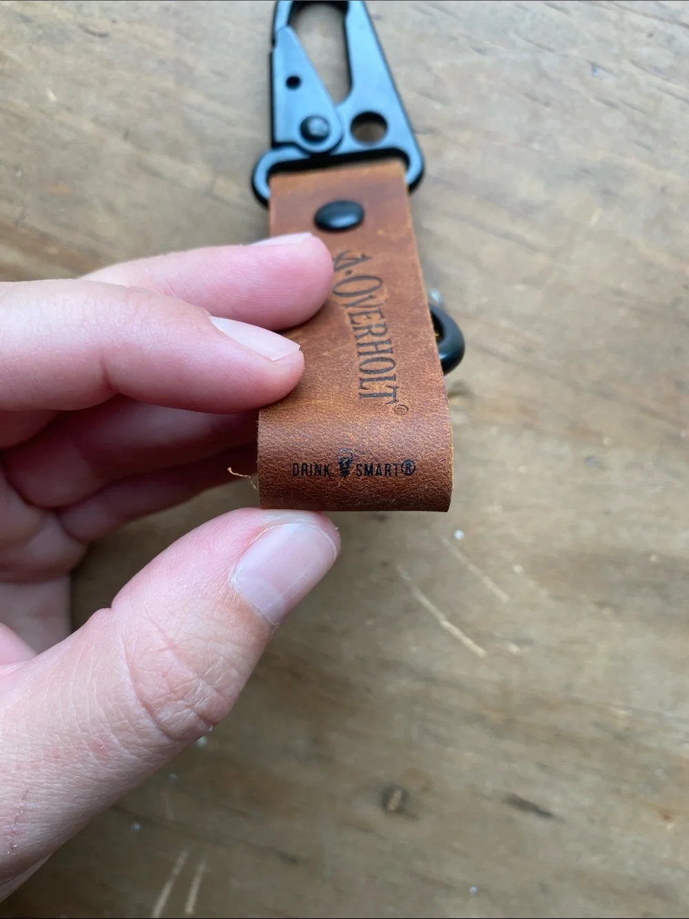 A. Overholt Whiskey Brown Leather Key Clip with Black Meta Hardware